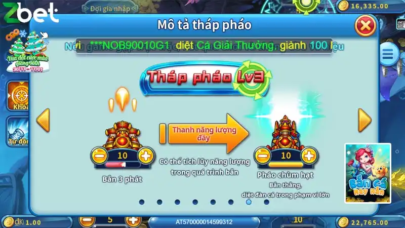 Bắn cá may mắn trang bị nhiều loại vũ khí khủng